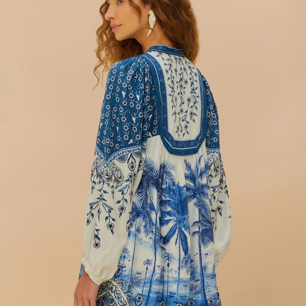 FARM Rio Blue and White Mini Dress - Picture 5 of 9